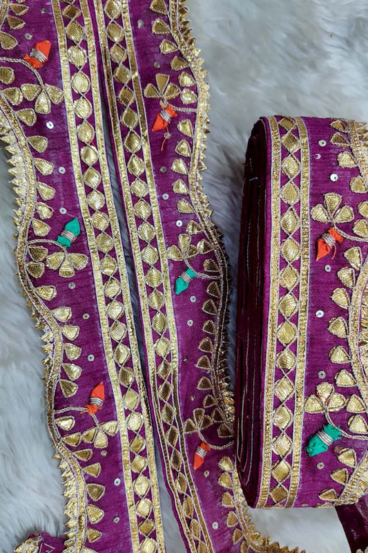 Purple Traditional Hand Gota Work Lace ( Roll OF 9 Meter ) - Luxurion World