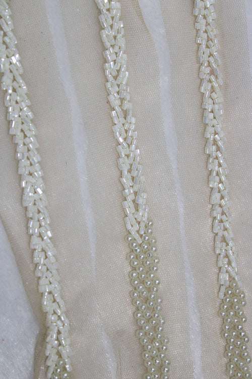 White Embellished Handwork Lace - Luxurion World