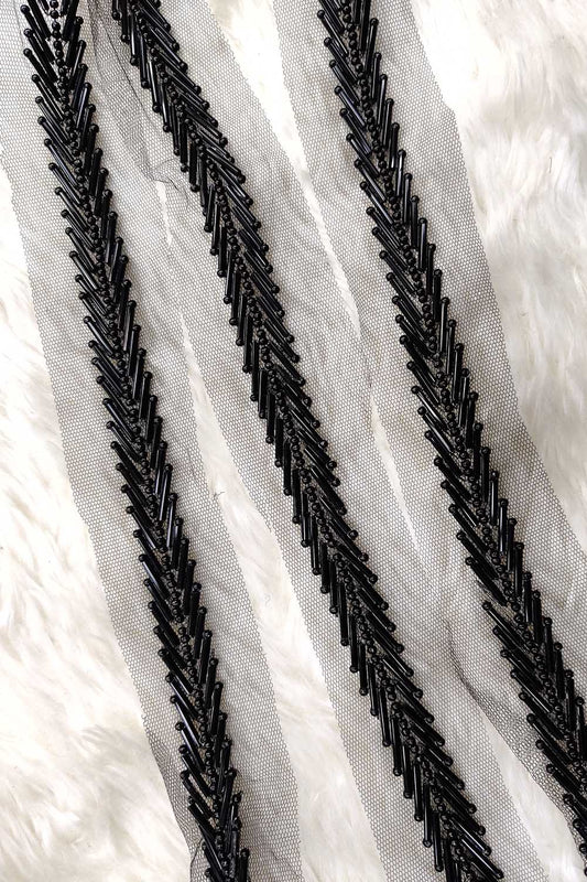 Black Embellished Handwork Lace