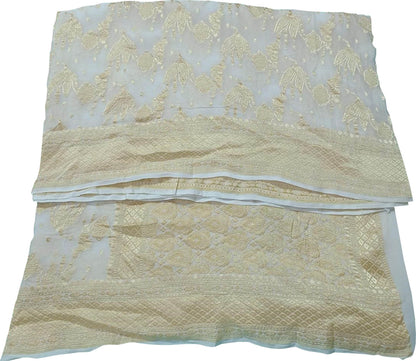 Vibrant Dyeable Handloom Banarasi Georgette Saree - Luxurion World