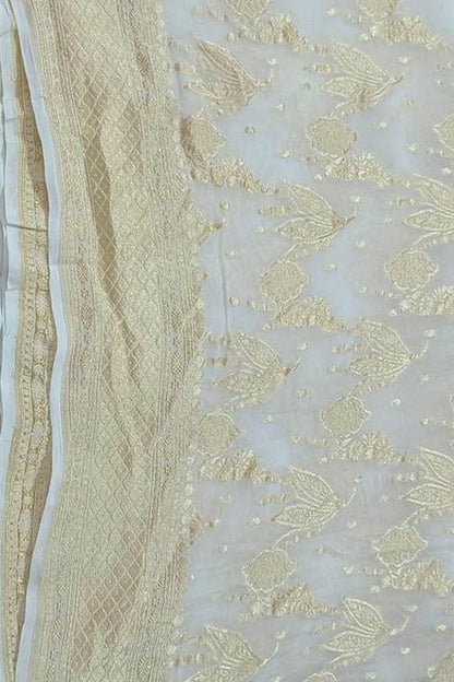 Vibrant Dyeable Handloom Banarasi Georgette Saree - Luxurion World