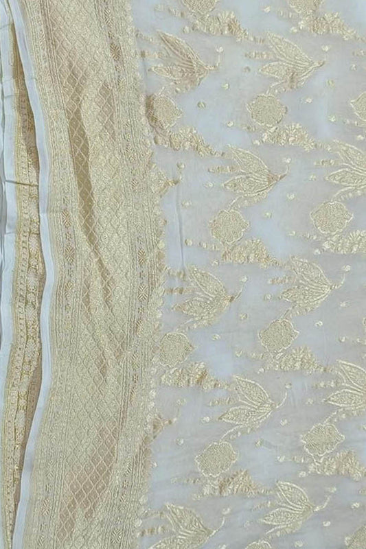 Vibrant Dyeable Handloom Banarasi Georgette Saree - Luxurion World