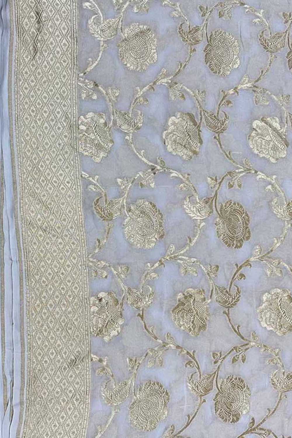 Stunning Dyeable Handloom Banarasi Georgette Saree - Luxurion World