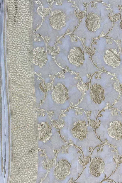 Stunning Dyeable Handloom Banarasi Georgette Saree - Luxurion World