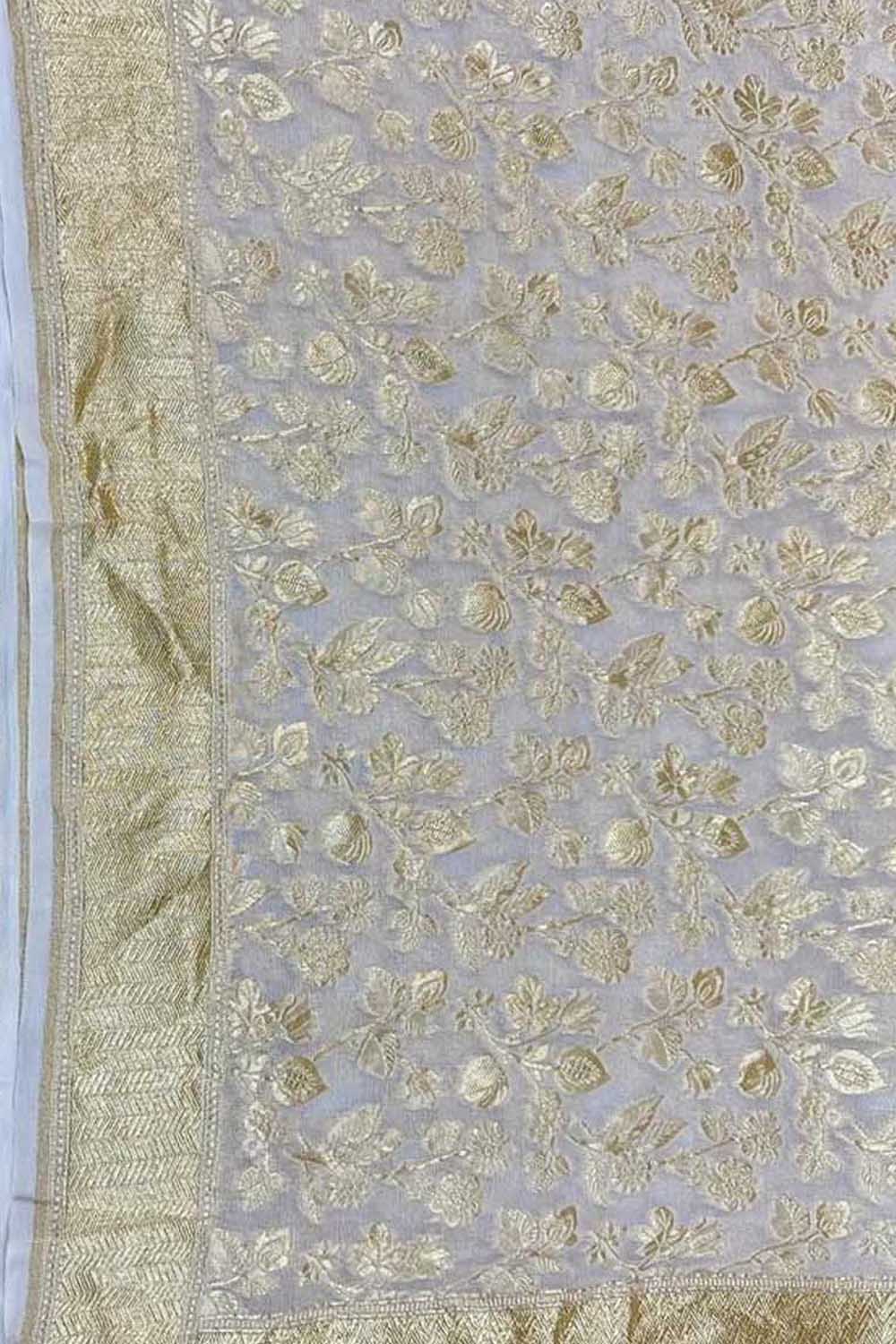 Stunning Dyeable Handloom Banarasi Georgette Saree - Luxurion World