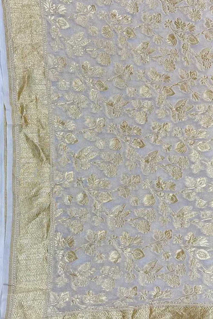 Stunning Dyeable Handloom Banarasi Georgette Saree - Luxurion World