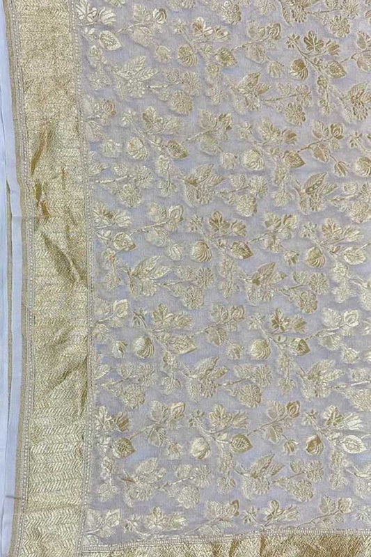 Stunning Dyeable Handloom Banarasi Georgette Saree - Luxurion World