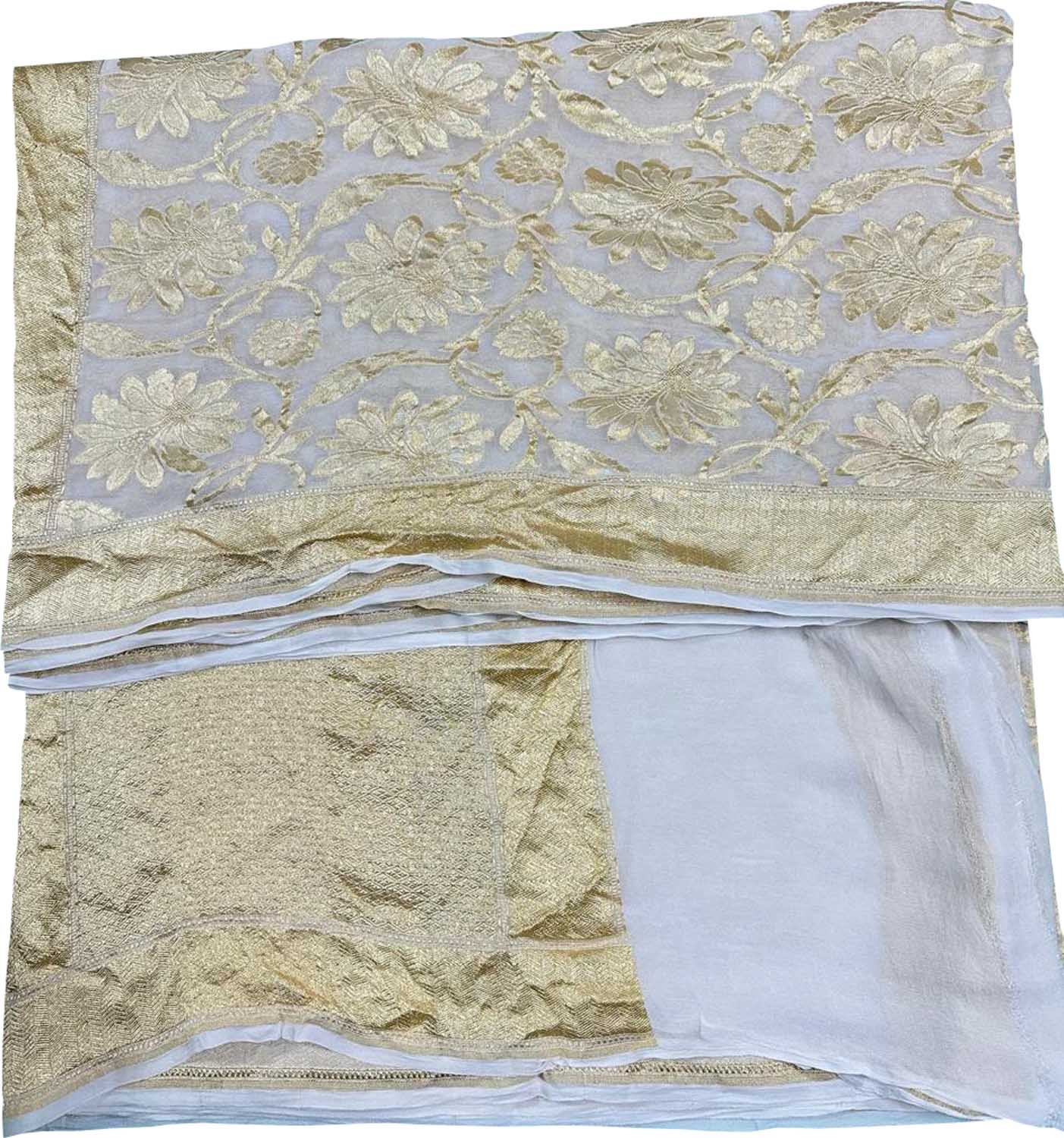 Vibrant Dyeable Handloom Banarasi Georgette Saree - Luxurion World