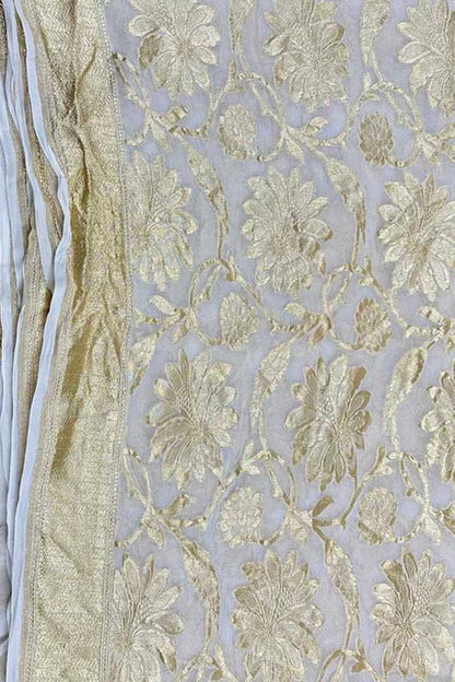 Vibrant Dyeable Handloom Banarasi Georgette Saree - Luxurion World