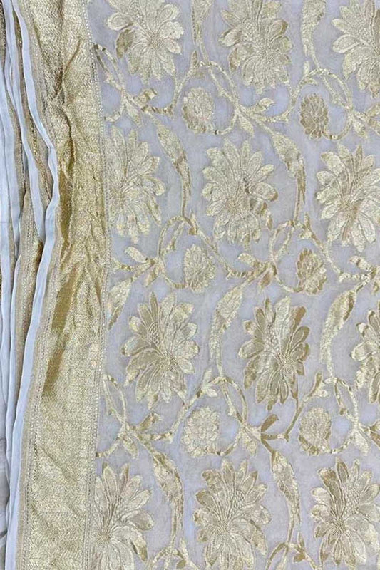 Vibrant Dyeable Handloom Banarasi Georgette Saree - Luxurion World