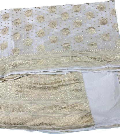 Vibrant Dyeable Handloom Banarasi Georgette Saree - Luxurion World