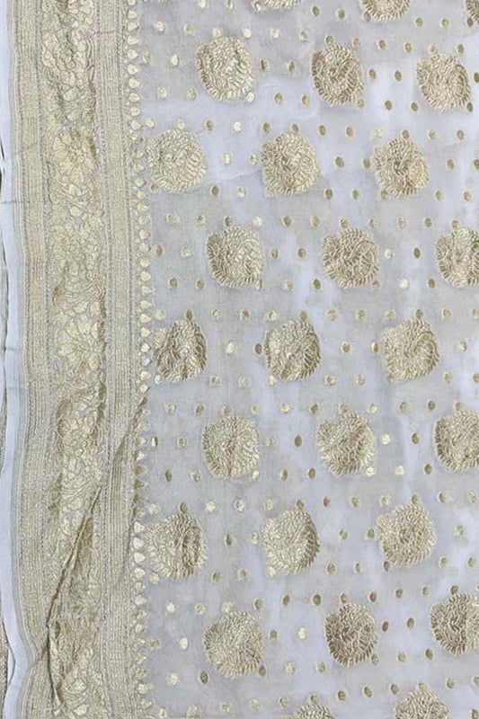 Vibrant Dyeable Handloom Banarasi Georgette Saree - Luxurion World