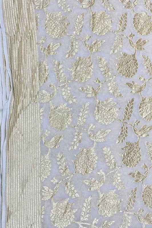 Vibrant Dyeable Handloom Banarasi Georgette Saree - Luxurion World