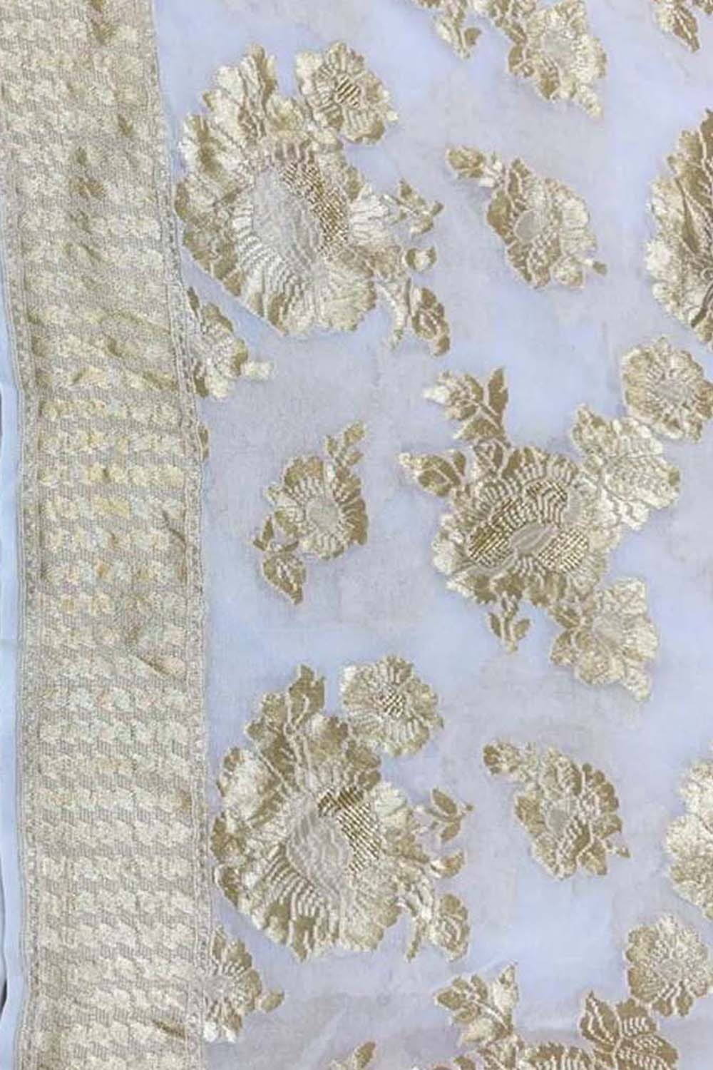 Vibrant Dyeable Handloom Banarasi Georgette Saree - Luxurion World