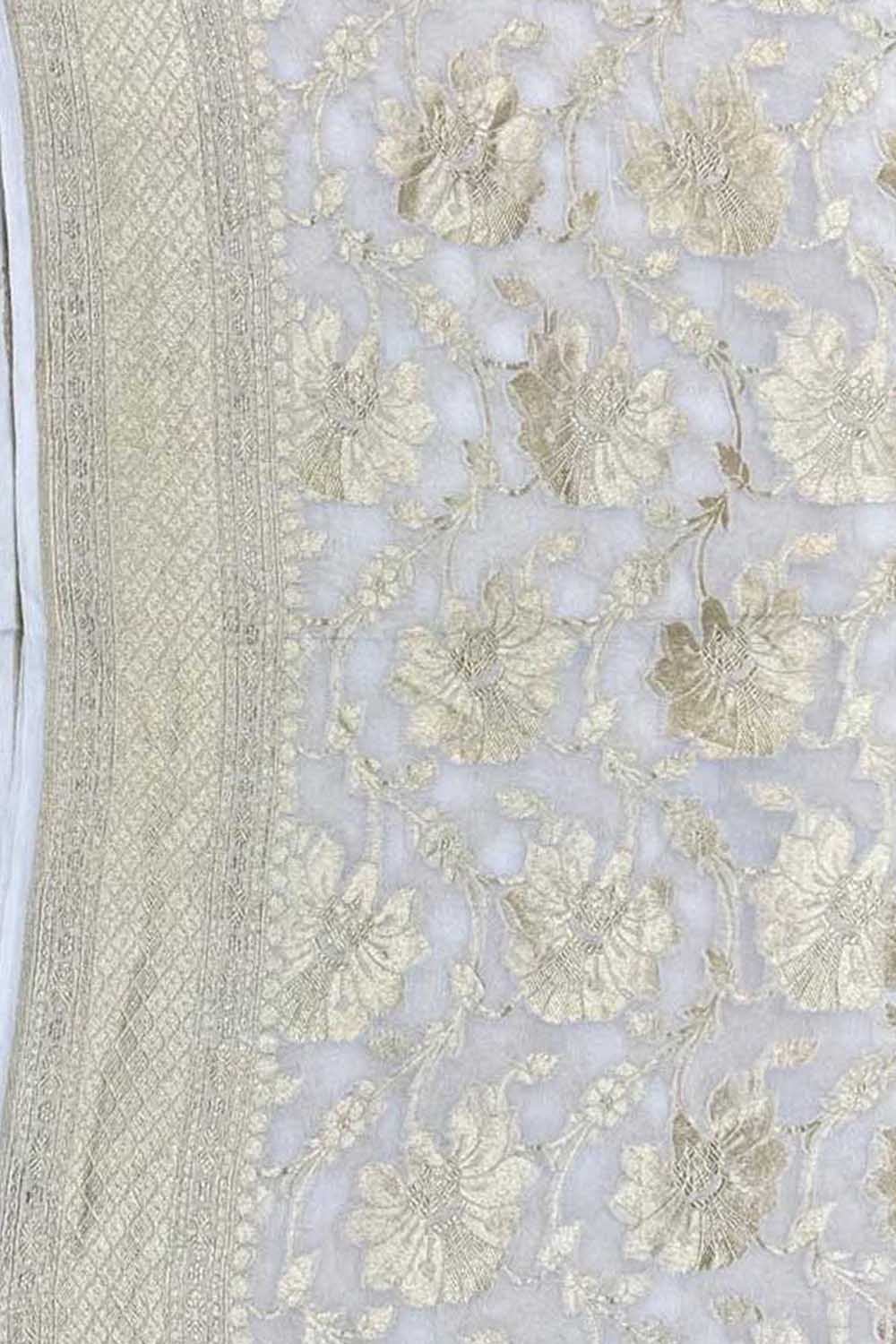 Stunning Dyeable Handloom Banarasi Georgette Saree - Luxurion World