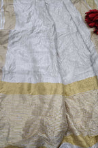 Exquisite Dyeable Handloom Banarasi Pure Tissue Silk Crushed Saree - Luxurion World