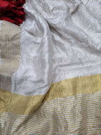 Exquisite Dyeable Handloom Banarasi Pure Tissue Silk Crushed Saree - Luxurion World