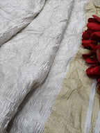 Exquisite Dyeable Handloom Banarasi Pure Tissue Silk Crushed Saree - Luxurion World