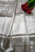 Dyeable Handloom Banarasi Pure Tissue Silk Silver Zari Saree - Luxurion World