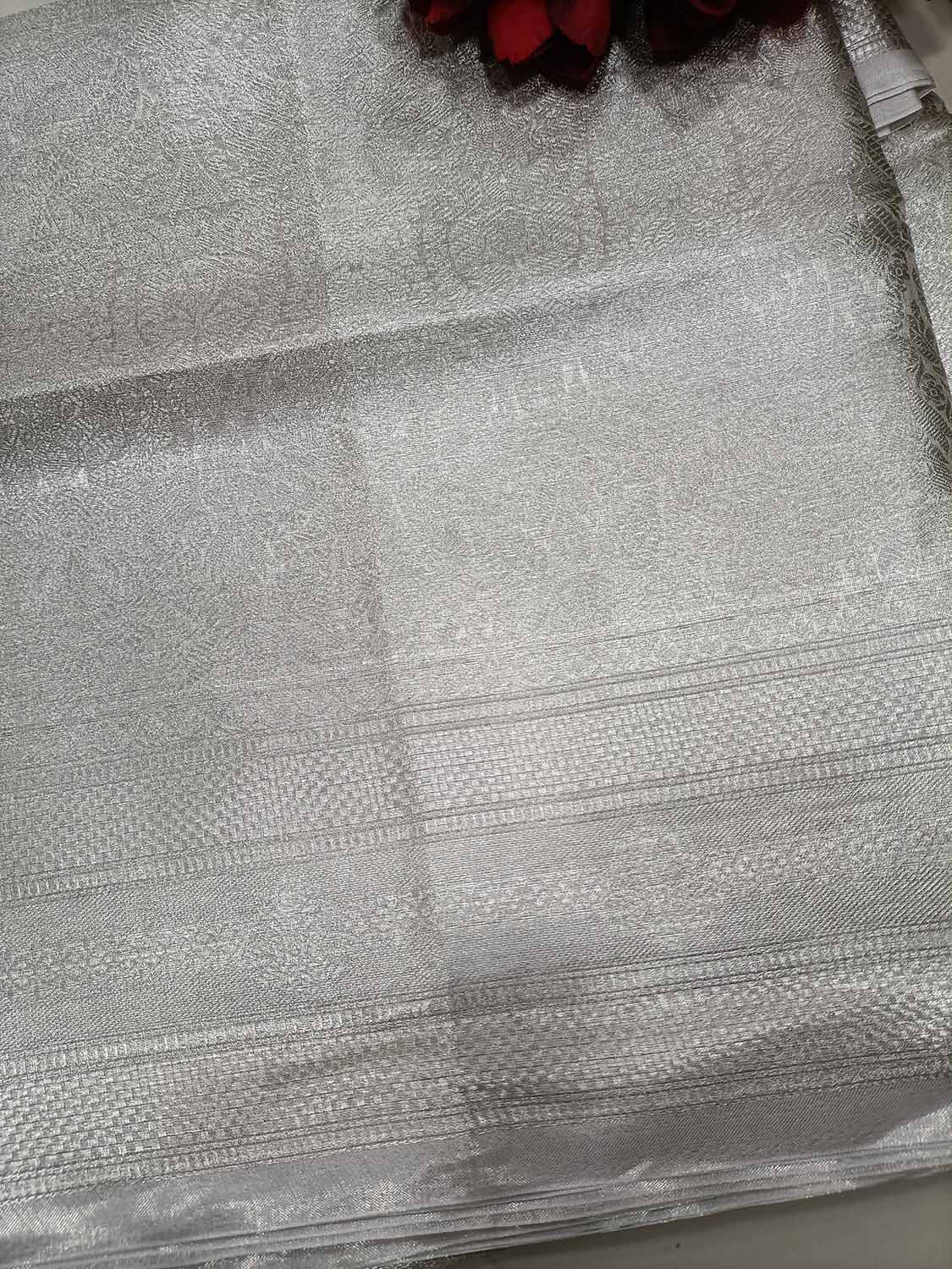 Dyeable Handloom Banarasi Pure Tissue Silk Silver Zari Saree - Luxurion World