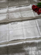 Dyeable Handloom Banarasi Pure Tissue Silk Silver Zari Saree - Luxurion World