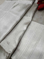 Dyeable Handloom Banarasi Pure Tissue Silk Silver Zari Saree - Luxurion World
