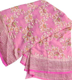 Exquisite Pink Handloom Banarasi Pure Georgette Brush Dye Saree - Luxurion World