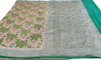 Exquisite Green Handloom Banarasi Pure Georgette Brush Dye Saree - Luxurion World