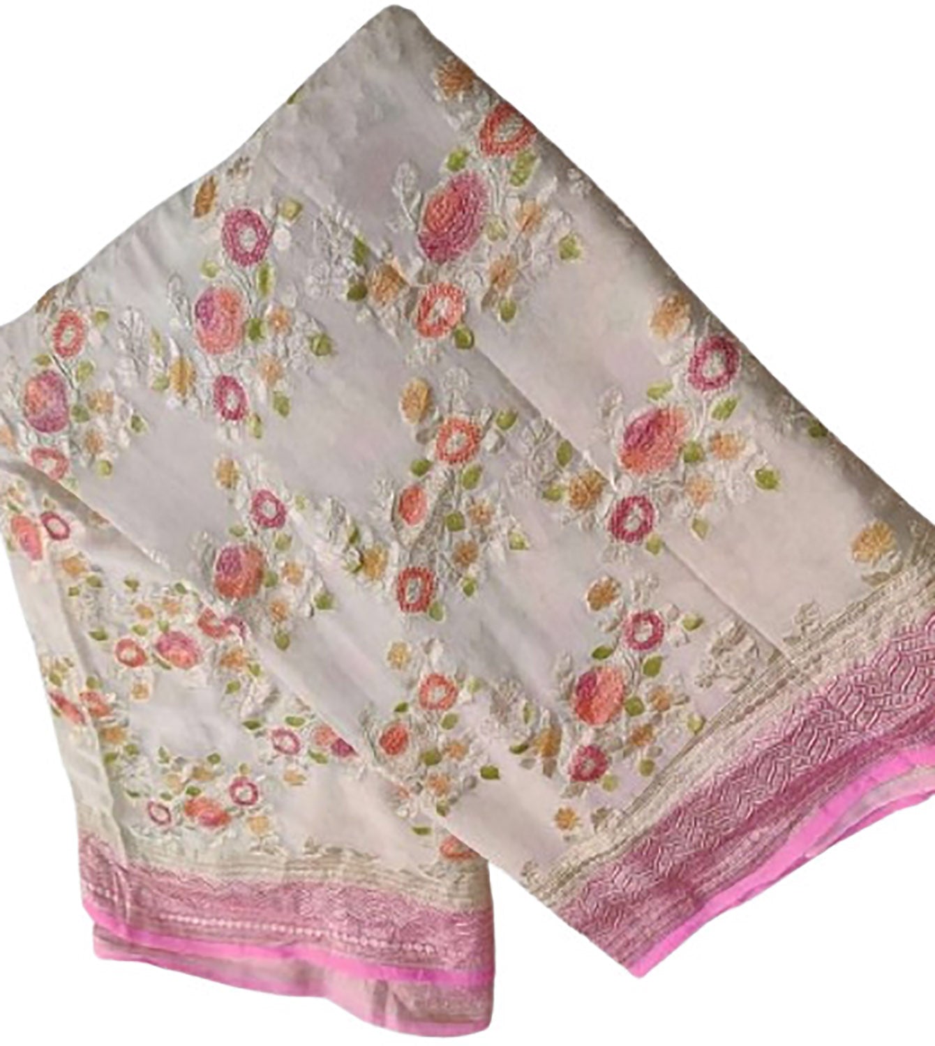 Pastel Handloom Banarasi Pure Georgette Brush Dye Saree - Luxurion World