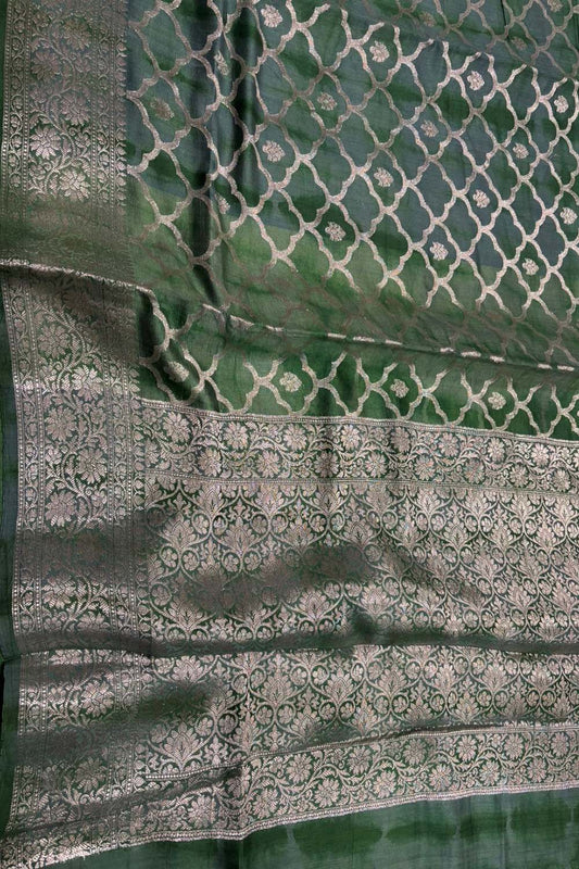 Exquisite Green Banarasi Pure Chiniya Saree - Luxurion World