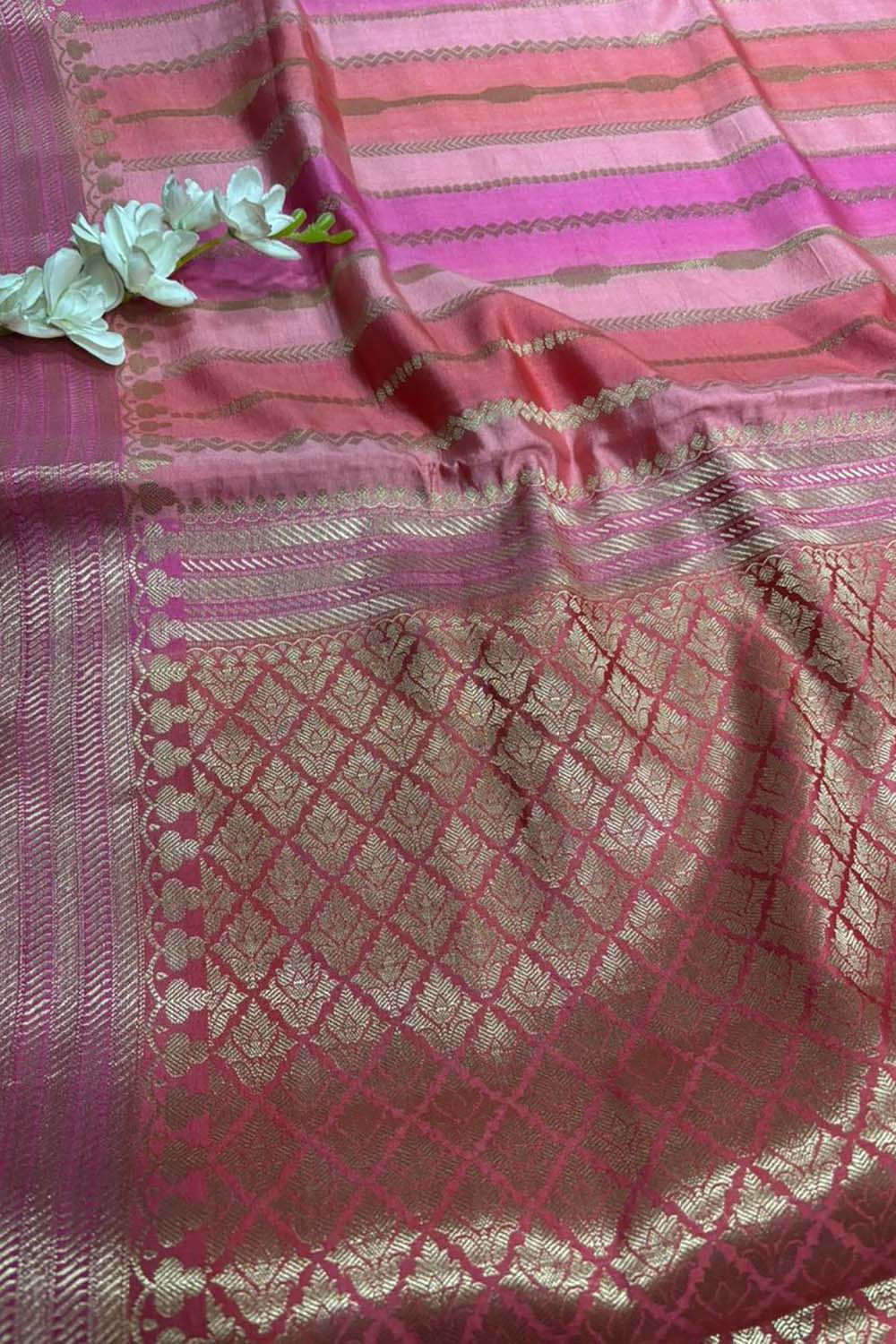 Stunning Multicolor Banarasi Pure Chiniya Silk Saree - Luxurion World