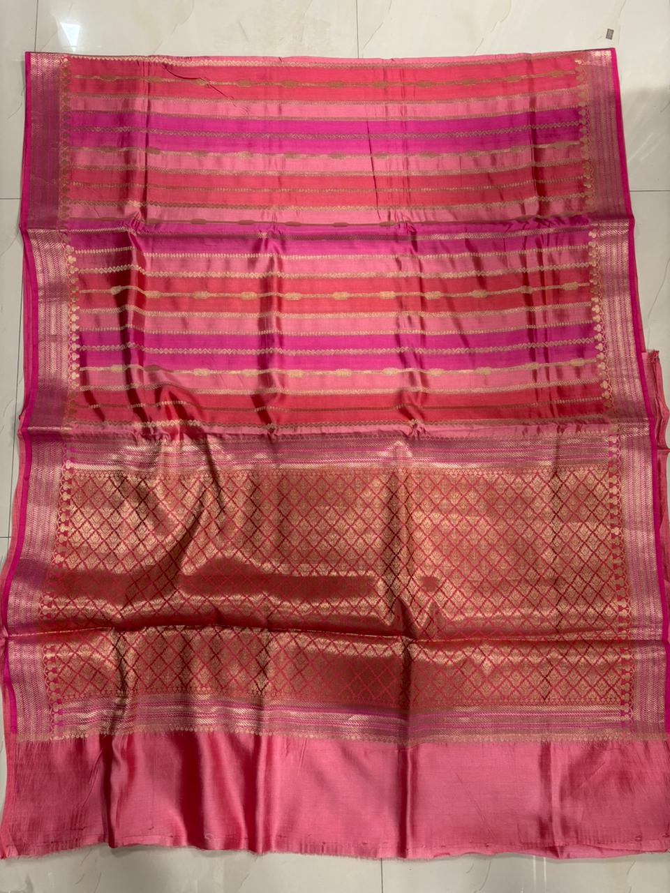 Stunning Multicolor Banarasi Pure Chiniya Silk Saree - Luxurion World