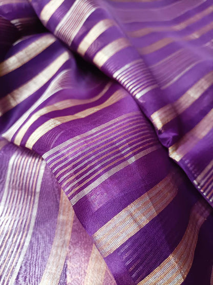 Exquisite Purple Banarasi Organza Saree - Luxurion World