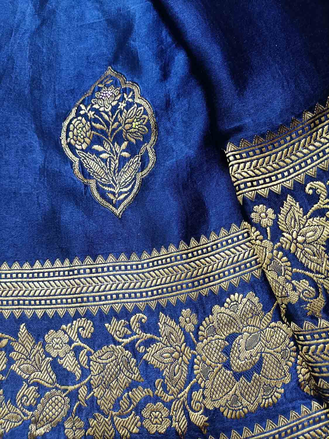 Blue Banarasi Handloom Mashru Silk Saree - Elegant and Timeless - Luxurion World