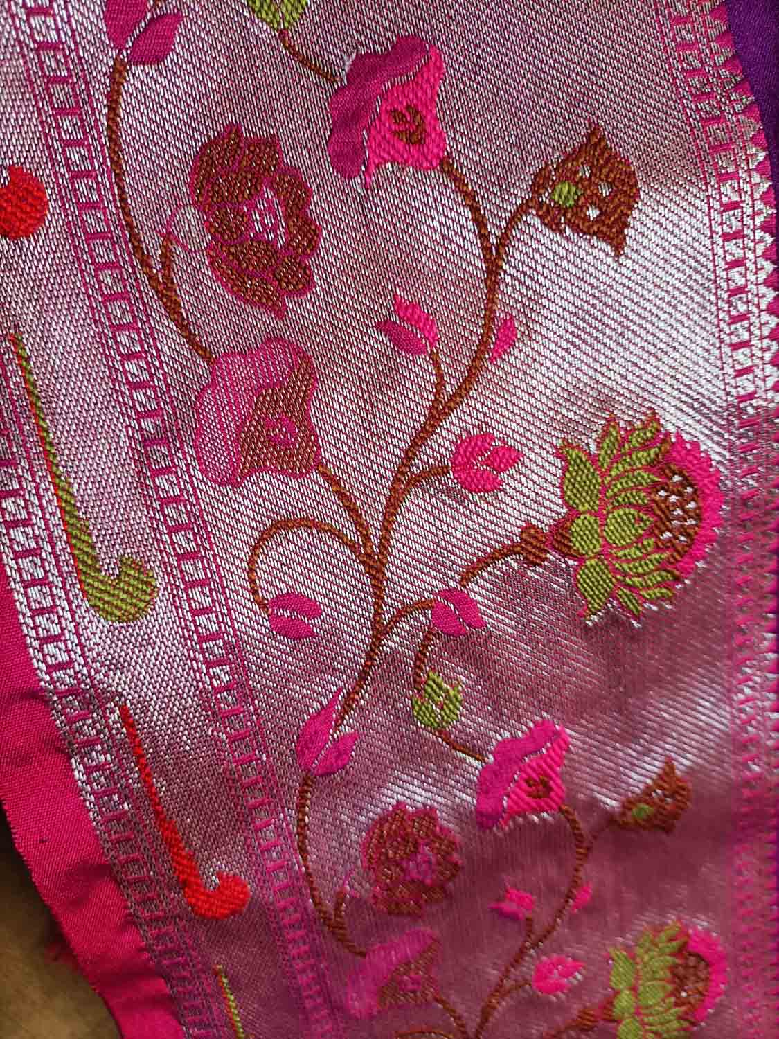 Elegant Purple Banarasi Chiniya Silk Saree with Paithani Border - Luxurion World