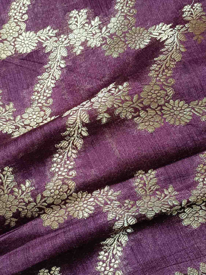 Elegant Purple Moonga Silk Banarasi Saree - Luxurion World