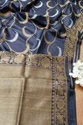 Elegant Black Banarasi Tussar Silk Saree - Luxurion World