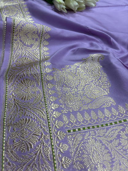 Purple Handloom Banarasi Plain Pure Katan Silk Saree - Luxurion World