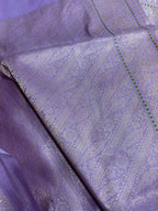 Purple Handloom Banarasi Plain Pure Katan Silk Saree - Luxurion World