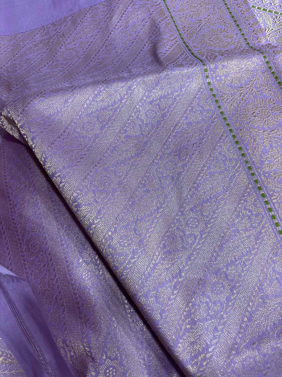 Purple Handloom Banarasi Plain Pure Katan Silk Saree - Luxurion World