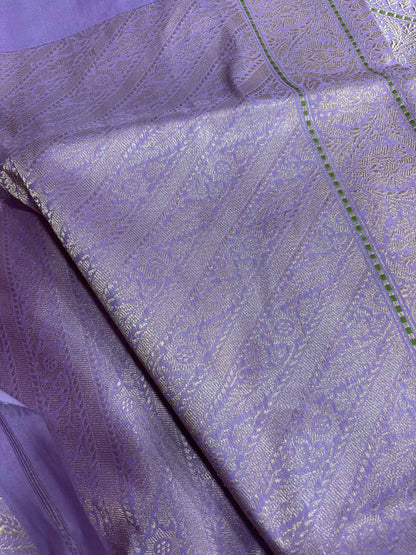 Purple Handloom Banarasi Plain Pure Katan Silk Saree - Luxurion World