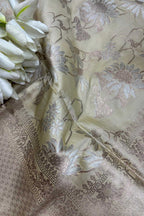 Pastel Handloom Banarasi Pure Katan Silk Sona Roopa Saree - Luxurion World
