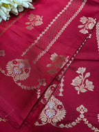 Red Banarasi Pure Silk Flower Design Saree - Luxurion World