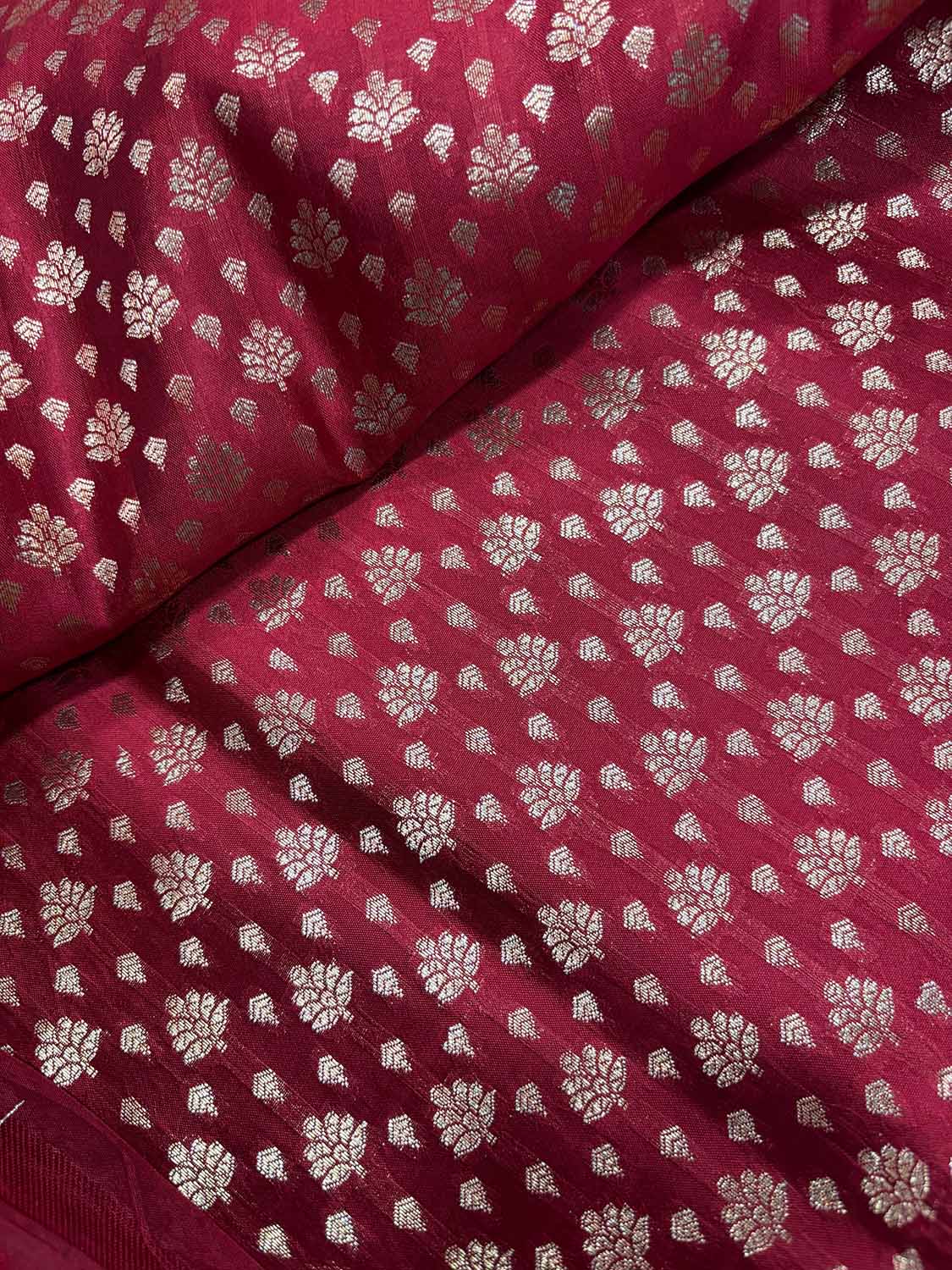 Red Banarasi Pure Silk Flower Design Saree - Luxurion World