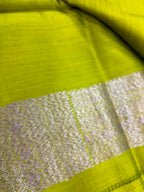 Green Handloom Banarasi Pure Chiniya Silk Big Boota Flower Design Saree
