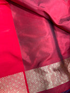 Purple Banarasi Katan Silk Saree Brocade Flower Design Handloom