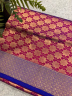 Purple Handloom Banarasi Pure Katan Silk Brocade Flower Design Saree
