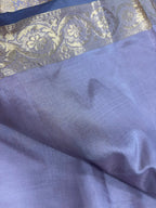 Lavender Banarasi Katan Silk Saree Meenakari Flower Design Handloom