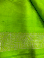 Green Handloom Banarasi Pure Mashru Silk Brocade Flower Design Saree