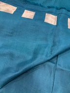 Blue Handloom Banarasi Pure Silk Checks Design Saree